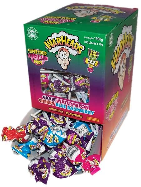 Warheads Super Sour Bubblegum Pops 19g x 100st