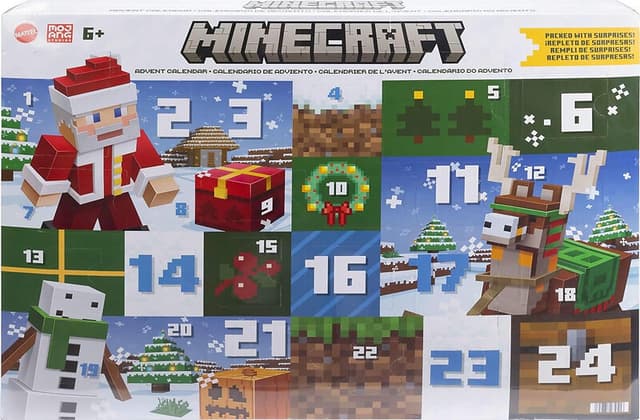 Minecraft Julekalender med 3 figurer, klistremerker og tilbehør